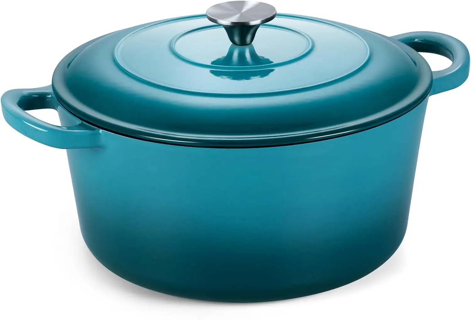

7QT Dutch Oven Pot with Lid Cast Iron Large Pot for Bread Baking Round Dutch Oven Enameled Heavy Duty Cookware - Dark Cyan