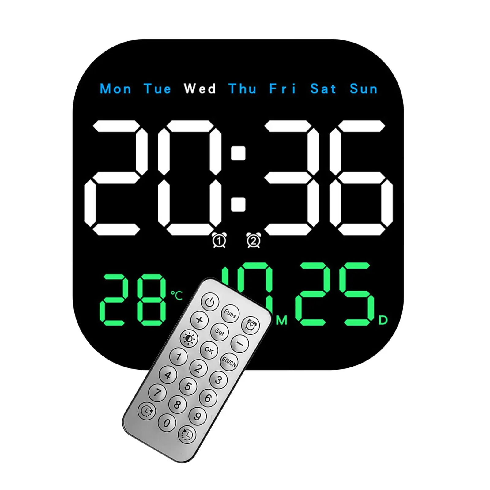 LED Digital Table Clock with Temperature Display Month Day Week and 10 Level Adjustable Brightness for Home Office Desk Bedroom