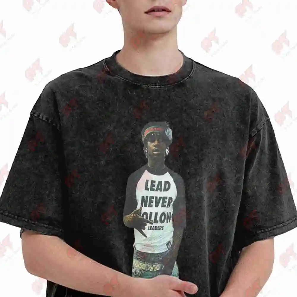 Chief Keef Lead Never Follow Vintage Washed Tee Pure Cotton T-Shirt
