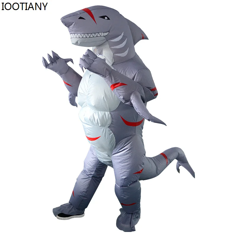 Funny Halloween Fierce Shark Role Play Inflatable Costume Alien Muscle Blue Shark Stage Carnival Party Performance Costume 2025