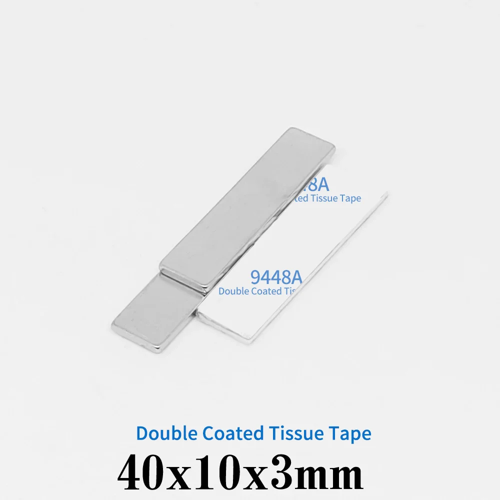 

40x10x3mm Block Powerful Strong Magnetic Magnets 40*10*3 Quadrate Permanent NdFeB Magnet With 3M Tape 40x10x3