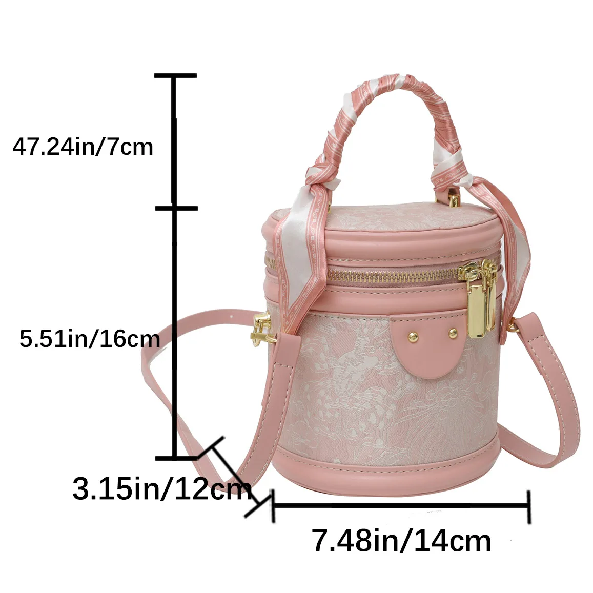 Retro Small Tote Bag For Women Ethnic Style Jacquard Embroidery Handbag Shoulder Bag Female Round Zipper Crossbody Bag Mini