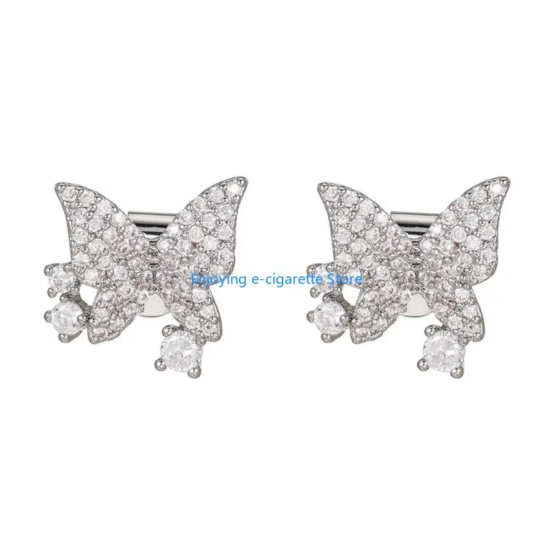 Elegant Butterfly Zircon Studded Ear Clip For Freeclip 1/2 Headphones Clip on Charm Earphone Jewelry Gold /Silver Y4QF