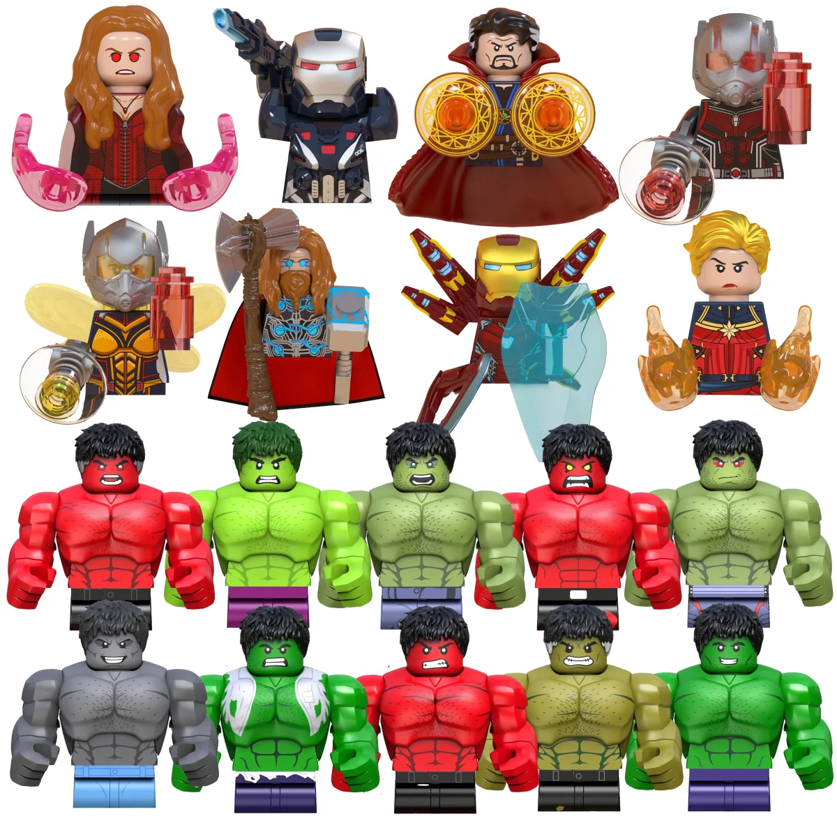 Mini Klocki Konstrukcyjne Blind Box WM6063 Figurki Duży Goblin Spiderman Iron Man Venom Kapitan Hawk Deadpool Zbroja Prezent Świąteczny Zabawka