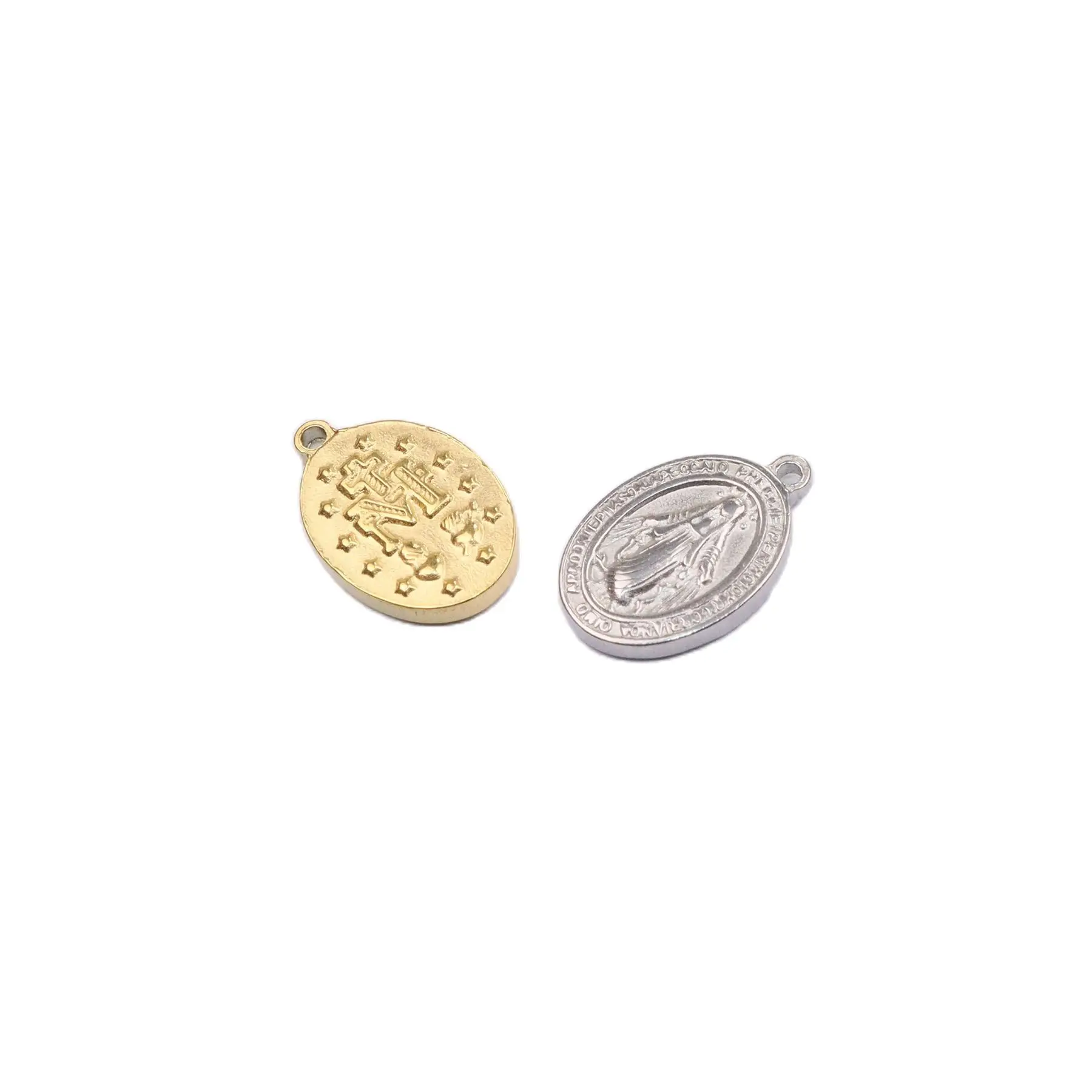 5pcs 316LStainless Steel High Quality Jesus Coin Anti Allergic Women Girl Charms Pendant DIY Jewelry Necklace Earrings Unfading