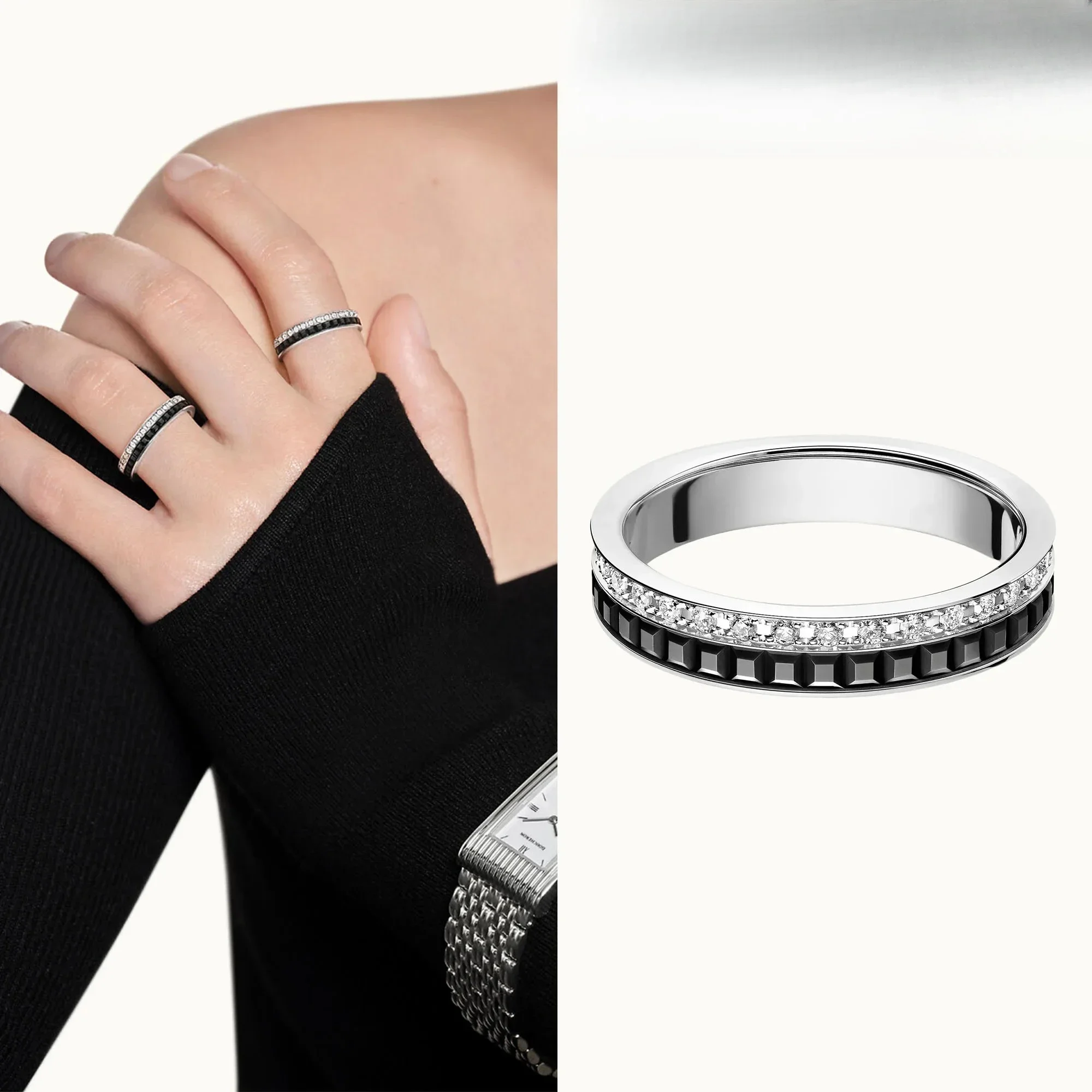 

Pure silver s925 diamond studded ring enhances temperament, shining with light luxury and paired with women's accessori