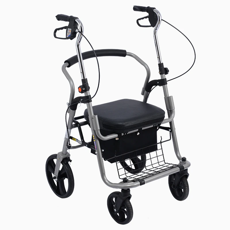 The trolley the elderly shopping scooter folded sit  four wheels grocery shopping trolley small trolley walking hand push stick