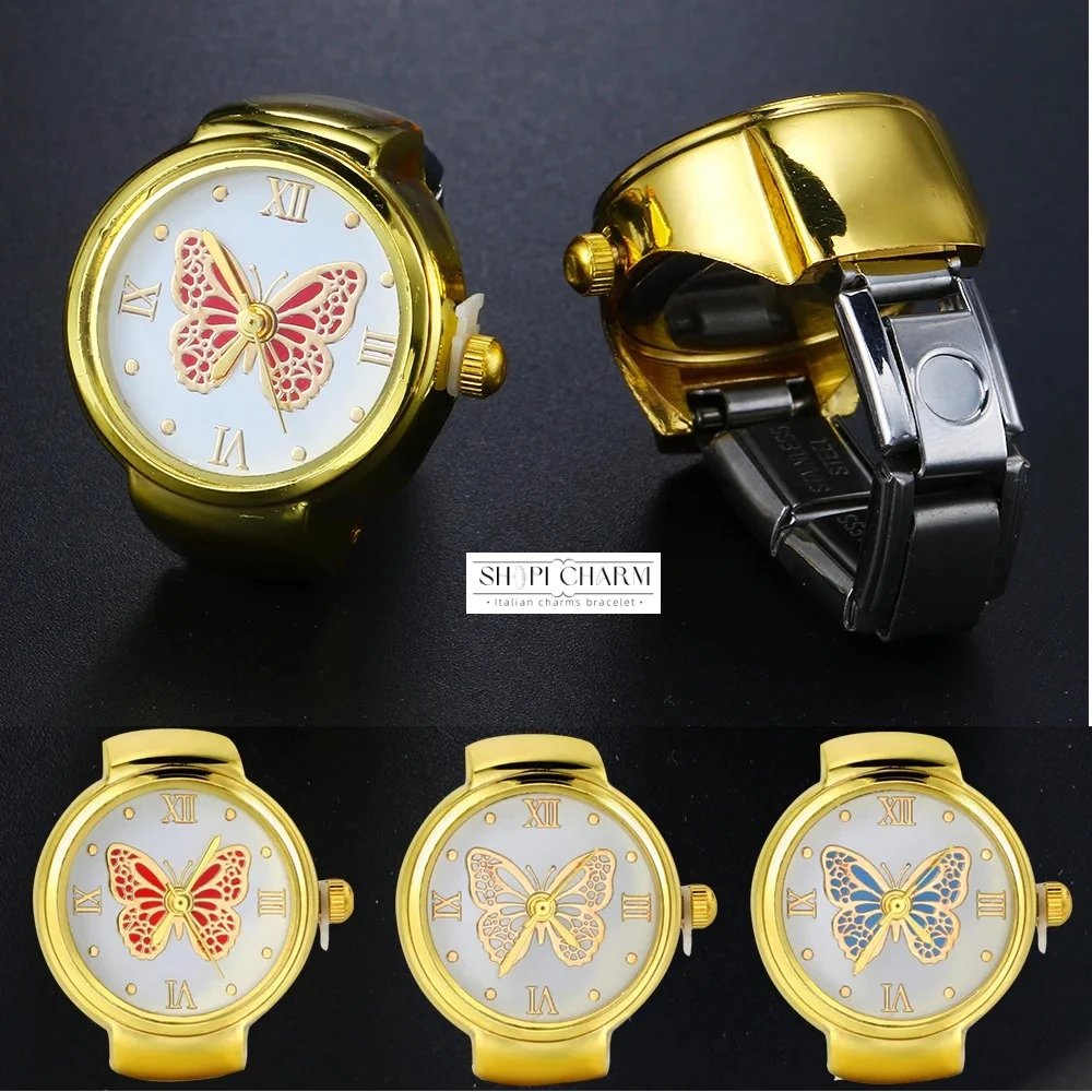 

Shopi модные часы-бабочка на палец итальянский браслет-подвеска из нержавеющей стали звенья кварцевые кольца женские оптовая продажа Прямая доставка