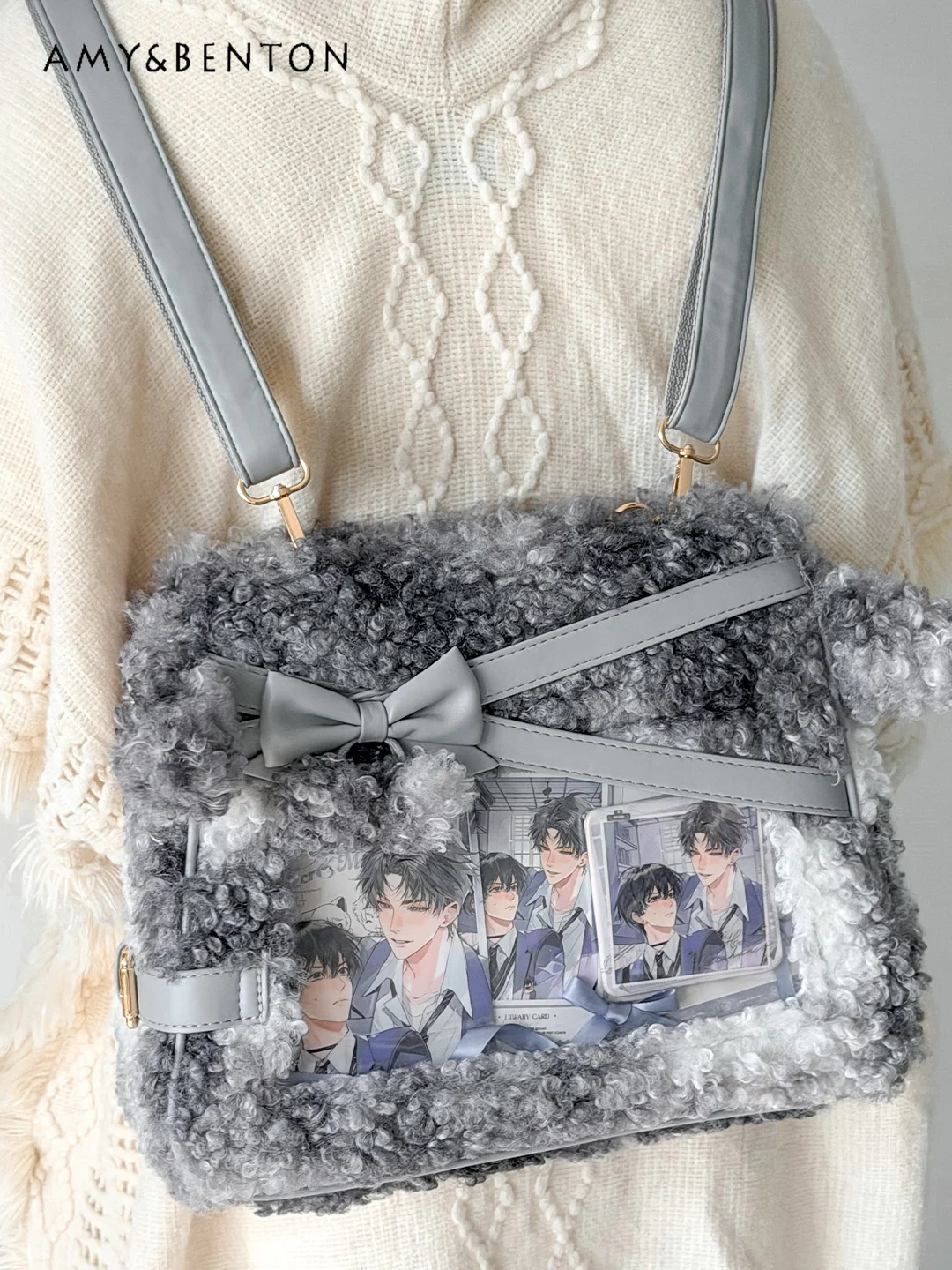 Original Itabag Cute Ears Bowknot Plush Bag Single Shoulder Bag Double Shoulder Bag Women Japanese Style Anime Girl Mini Bags