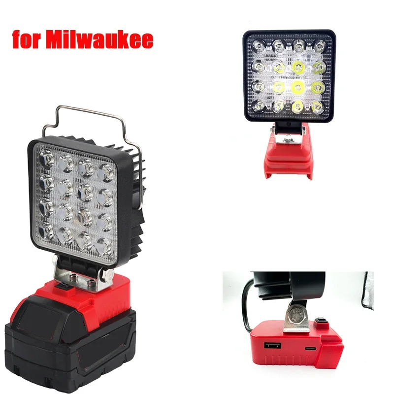 

New Portable Camping LED Work Light for Milwaukee 18V Lithium Battery Lantern Outdoor Spotlight Emergency Lighting