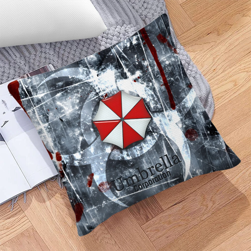 R-Resident Evil Umbrella Corporation Pillow Cover 1PC Double Sided Print Cushion Case Horror Movie Themed Sofa Bedroom Decor