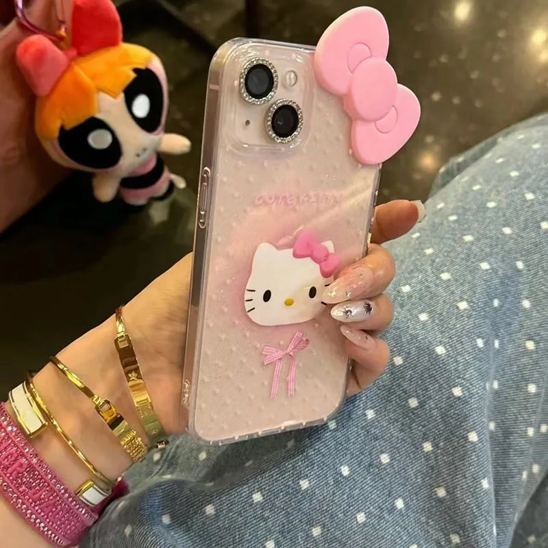 Kawaii Sanrio Anime Phone Case Cute Hello Kitty Cartoon All Inclusive Applicable To 15 Pro Promax Ultrathin Soft Shell Gift Girl