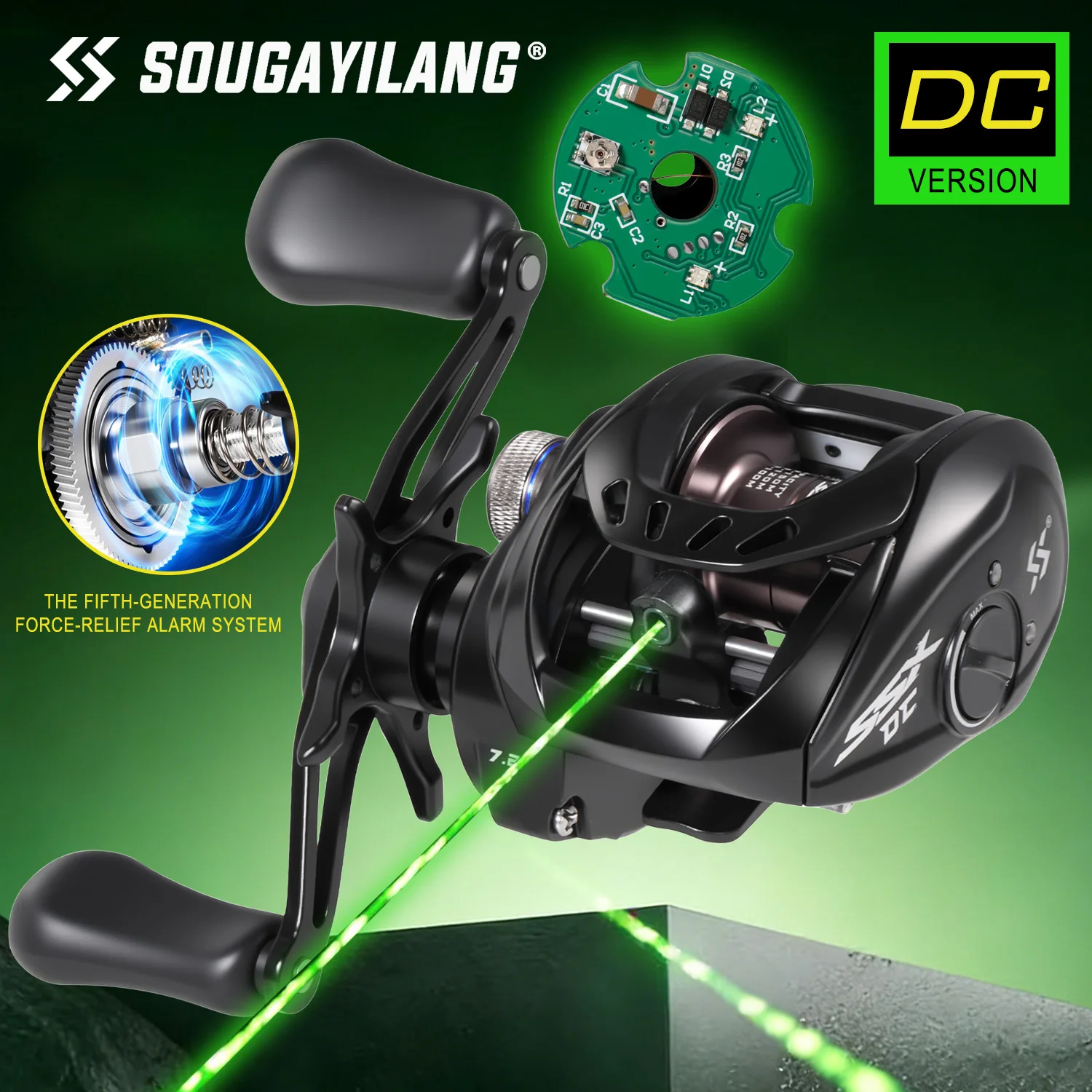 Carrete de pesca Sougayilang SSX-DC – Freno electrónico, relación 7.2:1, arrastre 10 kg