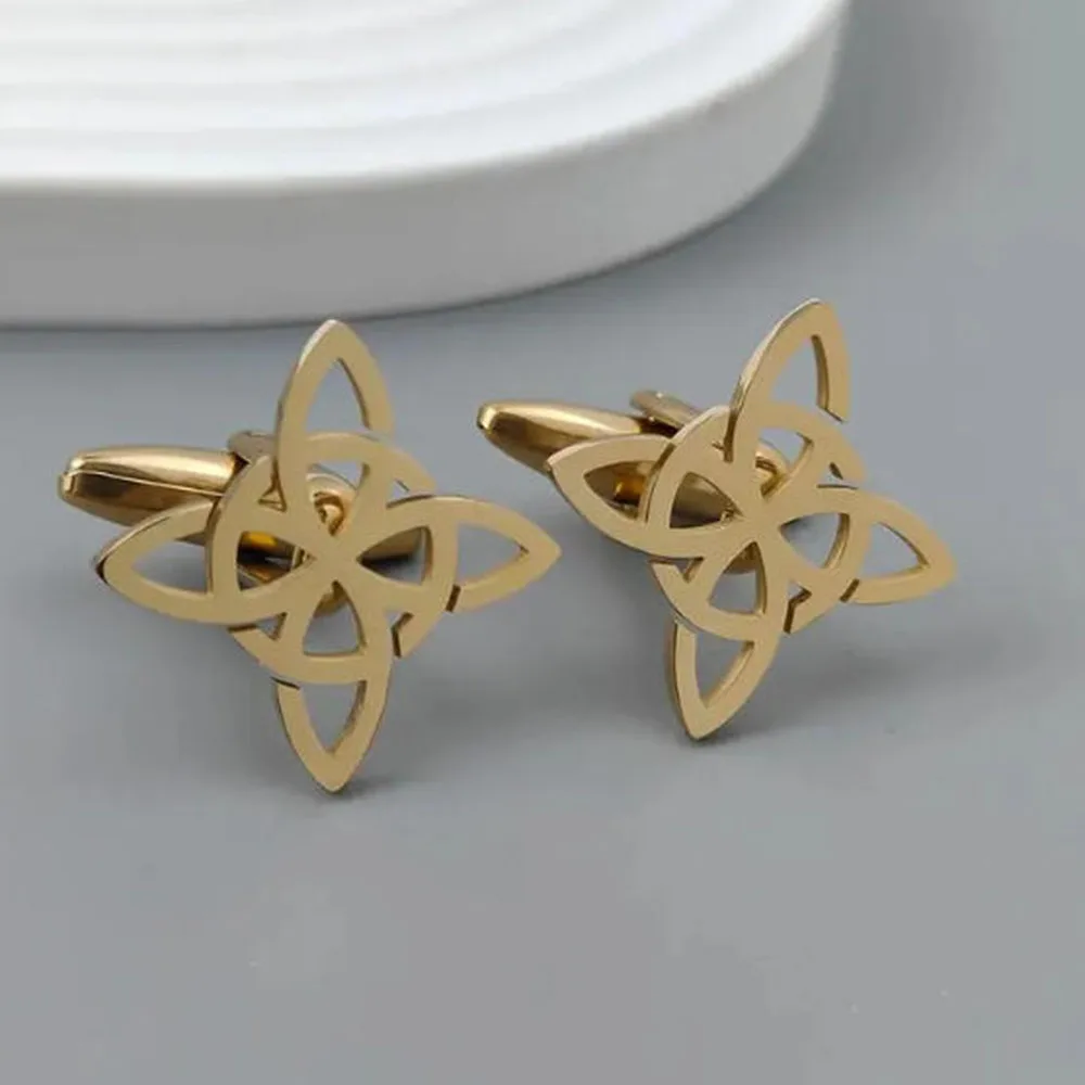 Men's Celtic knot cufflinks | Hollow out Irish symbol cufflinks | Viking pagan jewelry | Scottish Irish traditional gifts