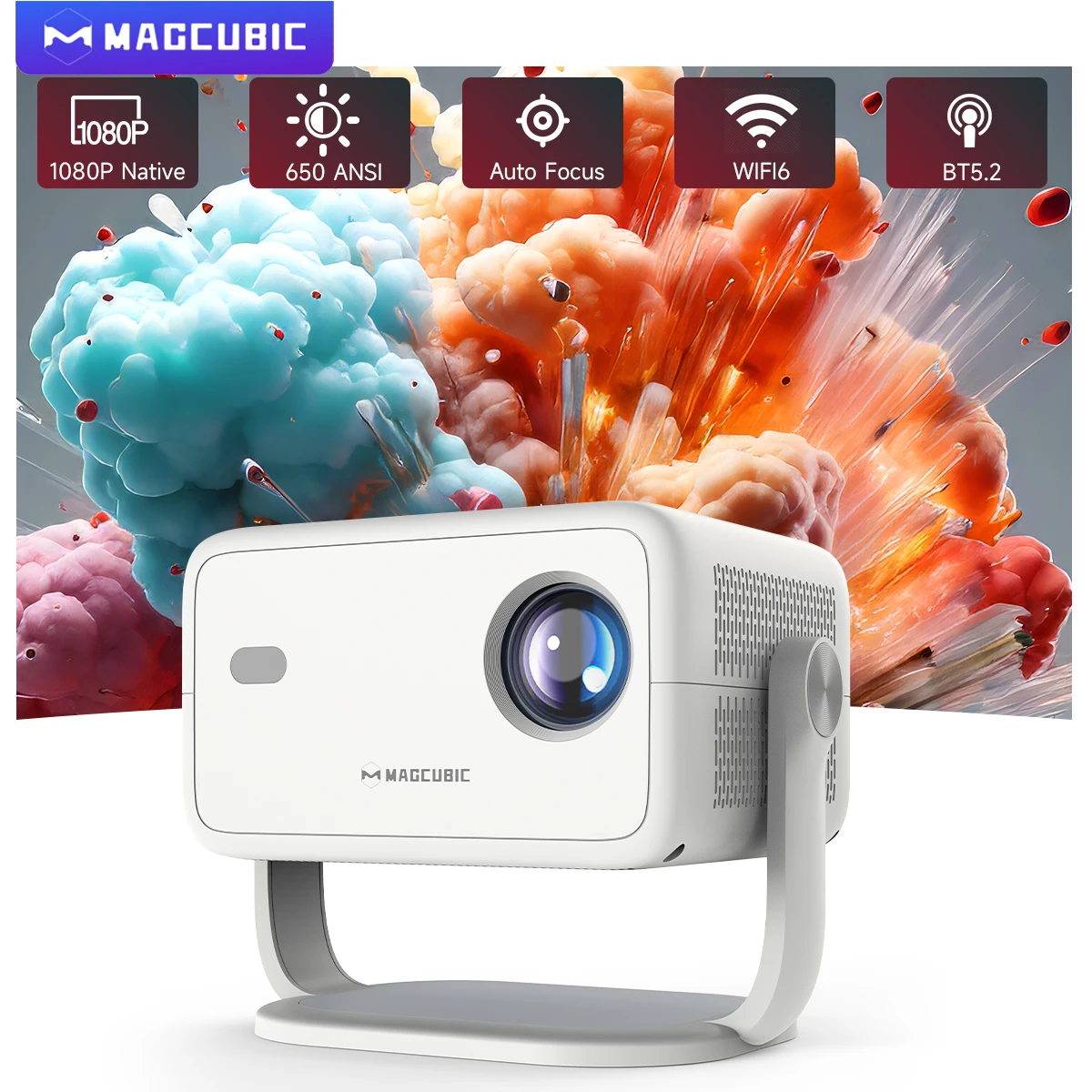 Magcubic 650ANSI L018 4K Native Portable Projector 1080P Auto Focus Keystone Correction Android 11 BT5.2 WIFI6 360° Home Cinema