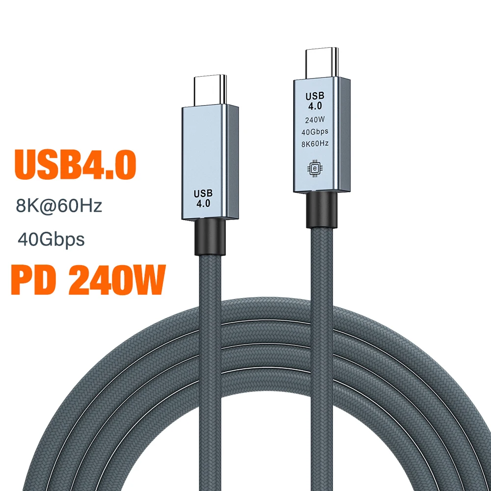 USB4 Cable 40Gbps 240W 8K For Thunderbolt 4 Type C Fast Charging Thunderbolt3 USB 4.0 USB C to C Data Transfer Cable For laptop
