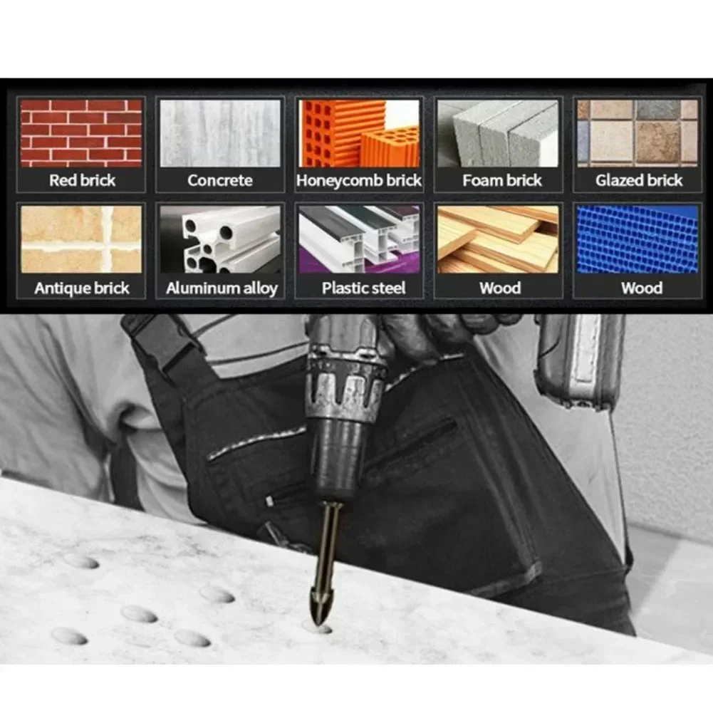 1pc クロス六角タイルビットタイルガラスセラミック木材コンクリート穴オープナー合金三角形ツイストドリルビット金属木材掘削用