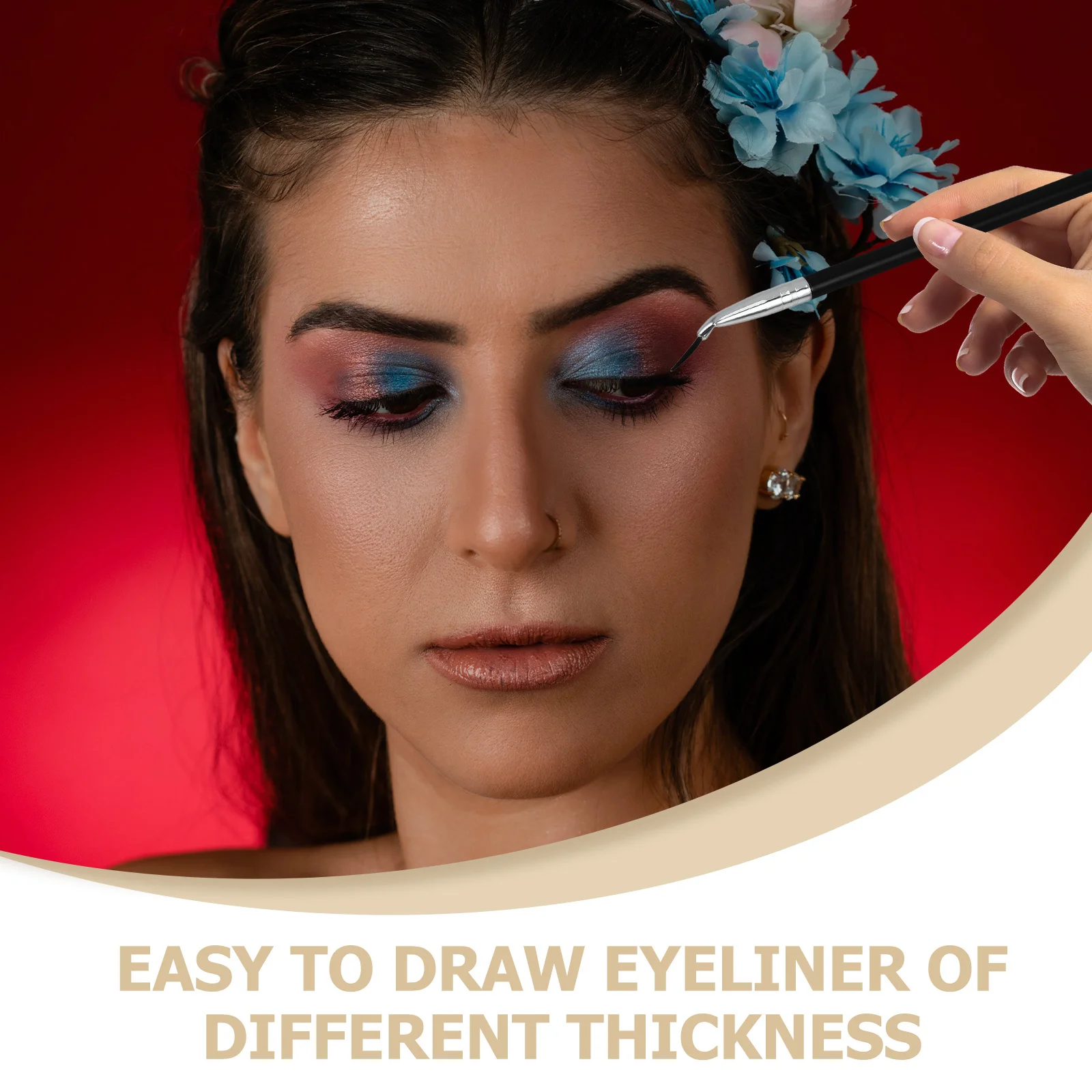 Pennello per eyeliner angolato da 3 pezzi Manico lungo Setole morbide Pennello per trucco per labbra preciso Strumento professionale per occhi