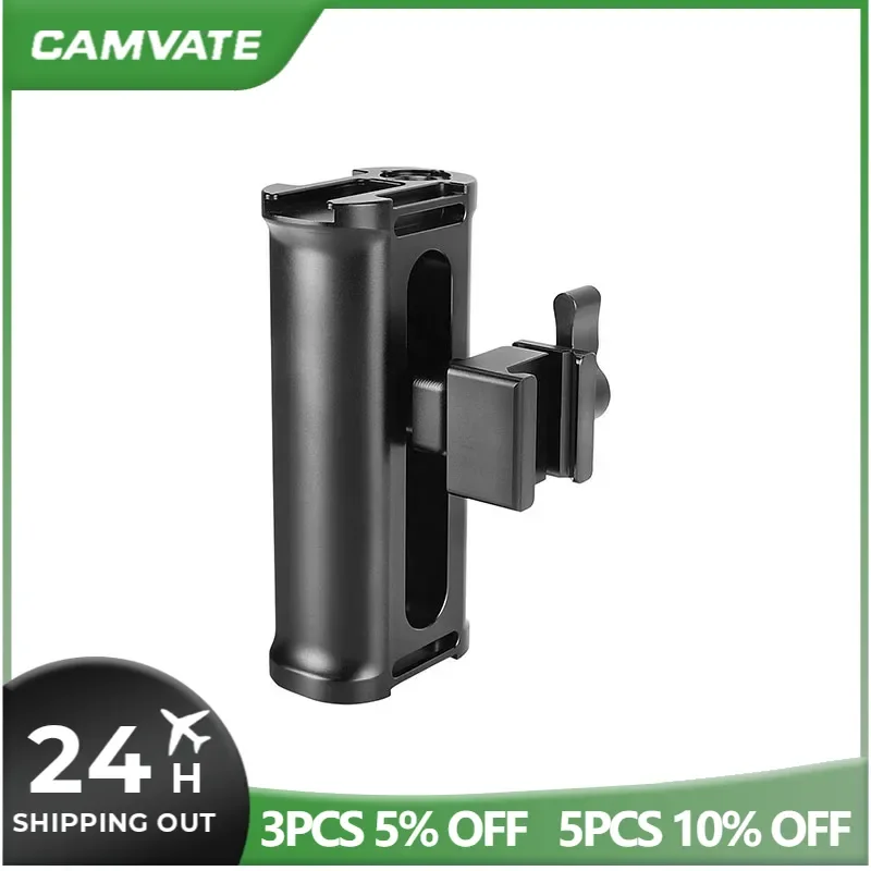 CAMVATE Aluminum Camera Handle Grip Common to Left / Right With Quick Release NATO Clamp Connection For DSLR Camera Cage Rig