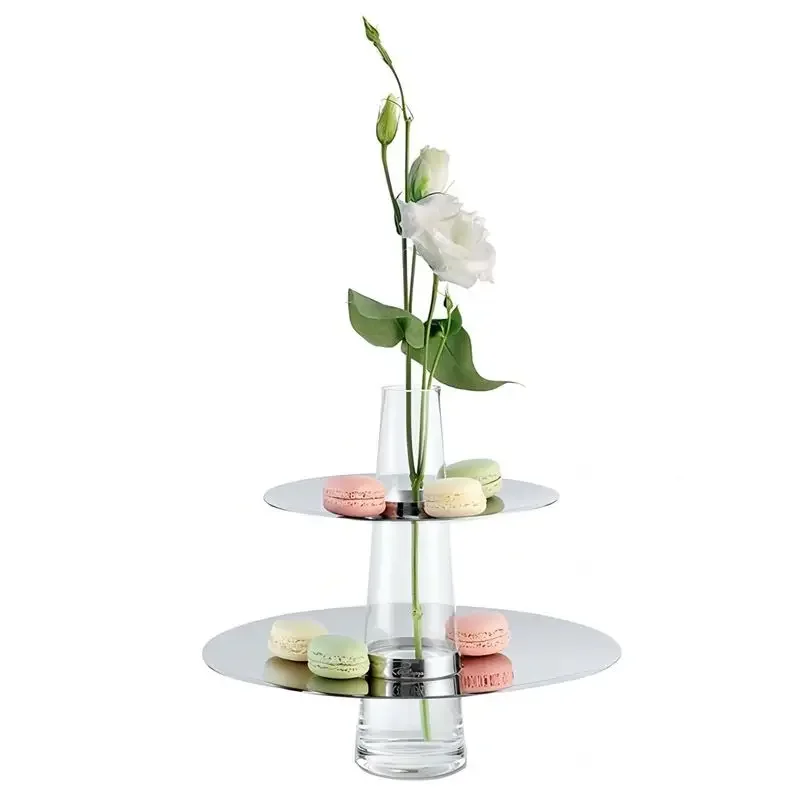 Stainless steel glass vase, hydroponic transparent flower arrangement, dining room and living room snack rack ornament