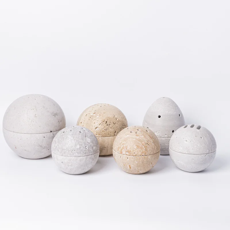 

Marble yellow hole round spherical aromatherapy burner home decoration porch TV cabinet office decoration fragrance burner