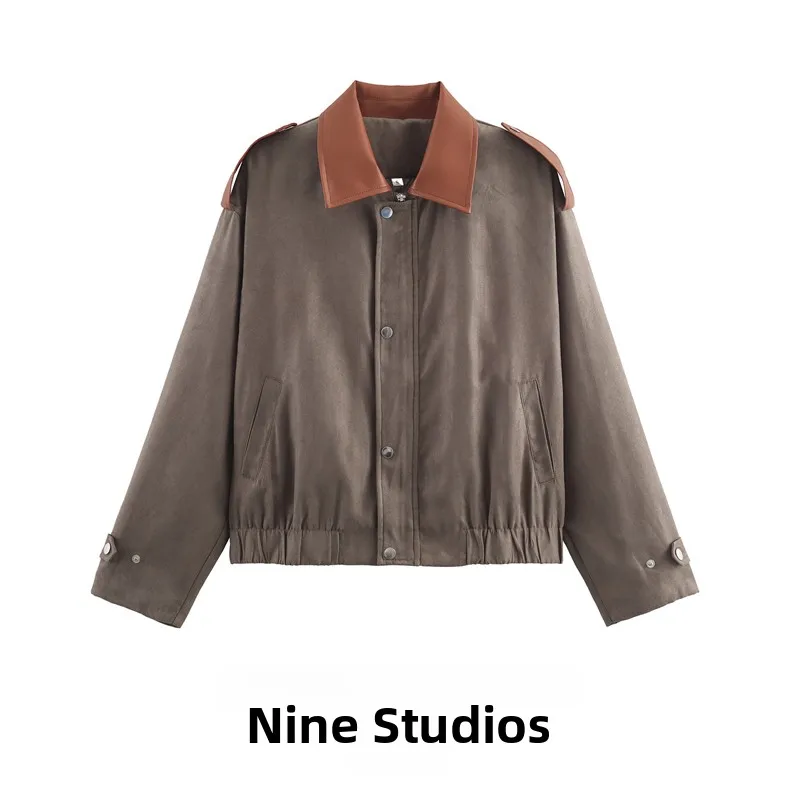 ملابس عمل نسائية من جلد الغزال من Nine Zar Jaet فضفاضة بسحاب ملابس خارجية طويلة Sve معطف شتوي أوروبي Sle