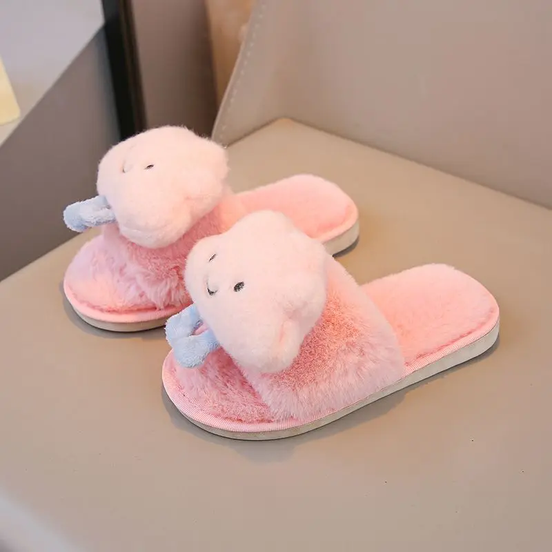 2026 Winter Essential Fluffy Open Toe Slippers for Kids Indoor Outdoor Warmth Stylish Family Pair with Non Slip Design Slippers view 3