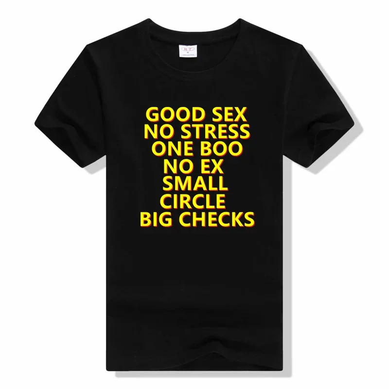 Good Sex No Stress One Boo No Ex Small Circle Big Checks Graphic Print Tshirt unisex Pure Cotton Tees Funny Streetwear tees