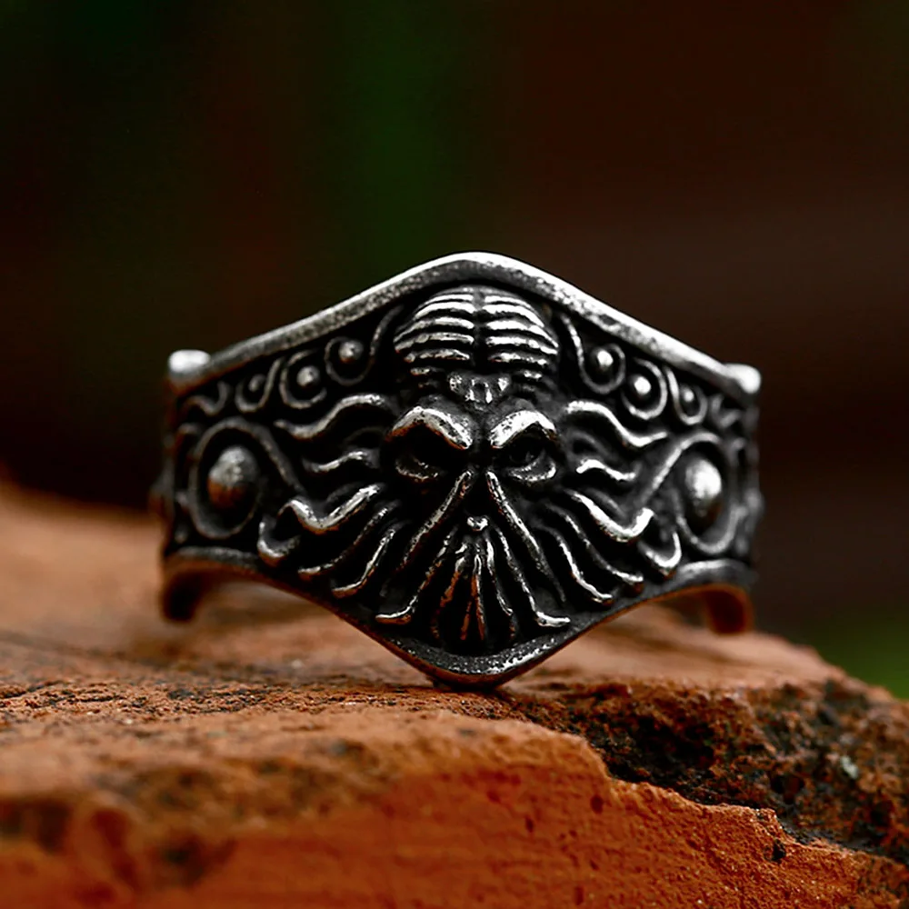 New Design Punk 316L Stainless Steel Skull Octopus Ring For Men Women Vintage Biker Squid Animal Fashion Jewelry Gifts Wholesale