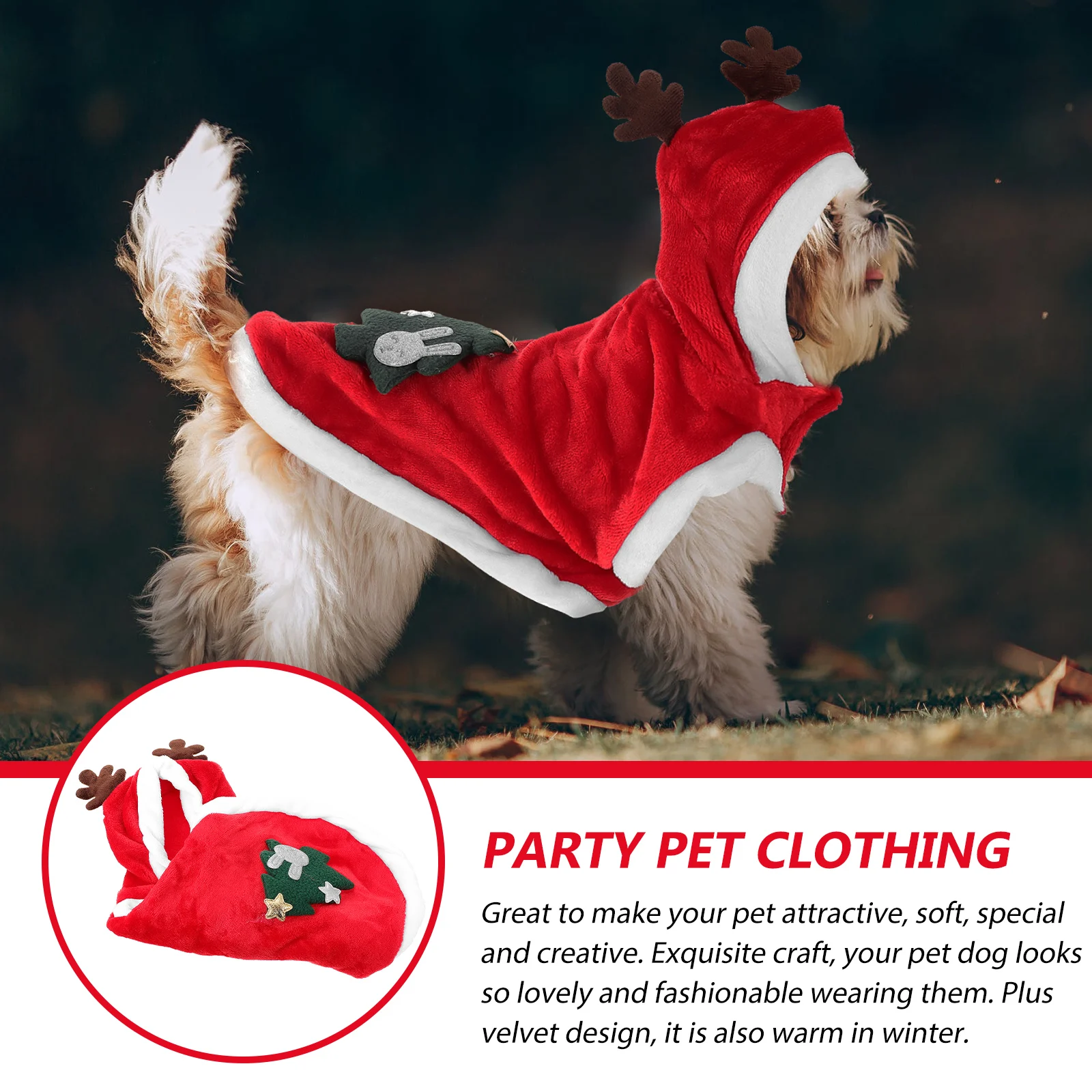 

Dog Christmas Clothes Reindeer Outfit Suit Gift Flannel Pet Apparel Vacation Small Outfits