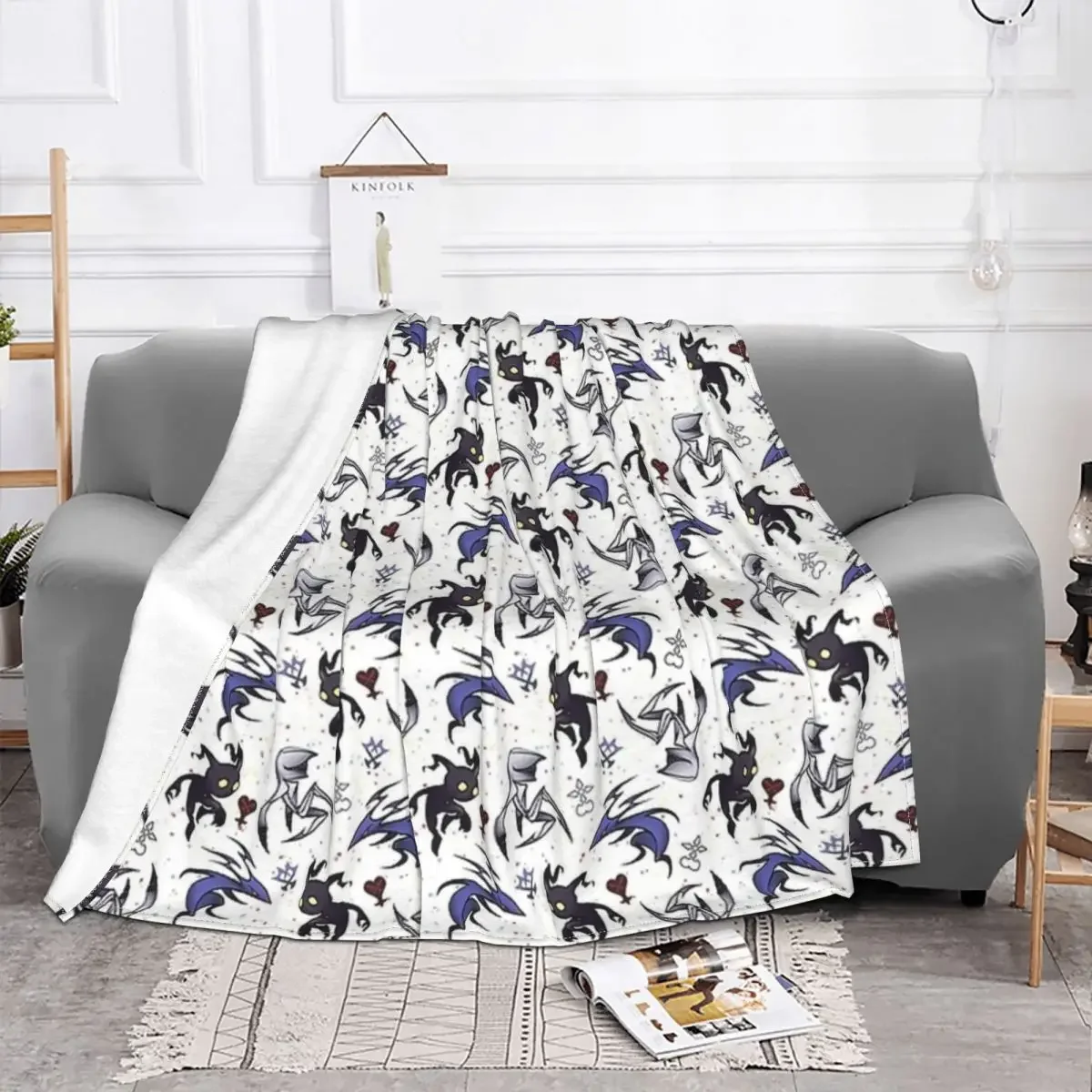 Hollow Knight Pattern Knitted Blankets Game Flannel Throw Blanket Summer Air Conditioning Printed Lightweight Bedspreads