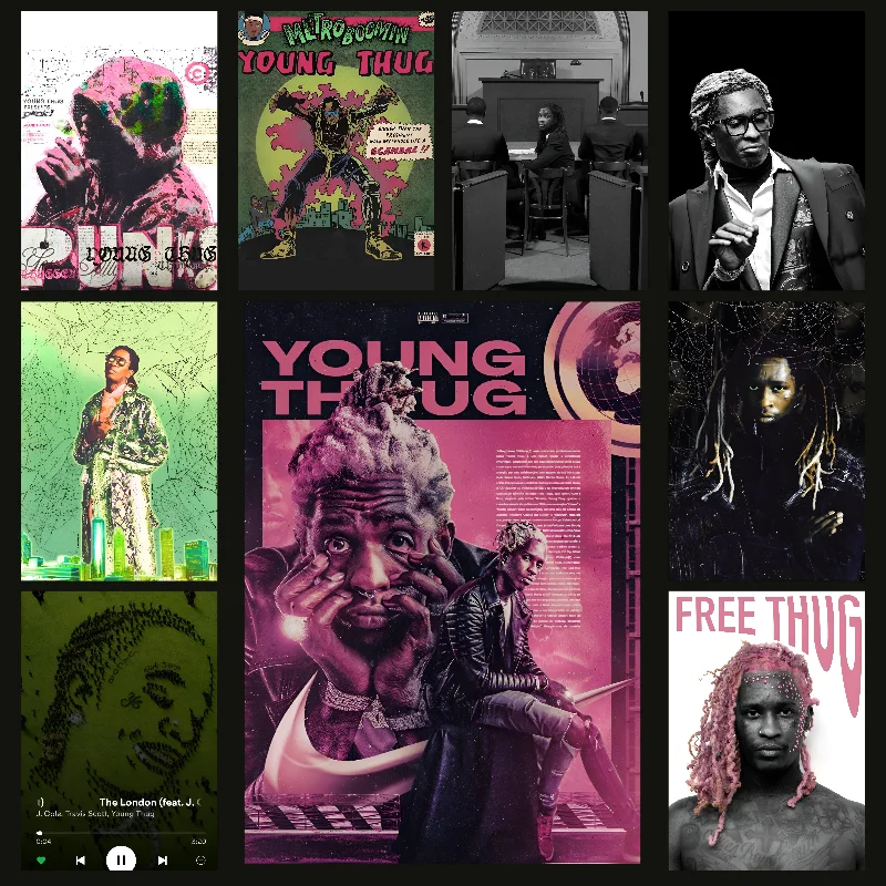 

Rapper Y-Young T-Thug Poster Self-adhesive Art Waterproof Paper Sticker Coffee House Bar Room Wall Decor