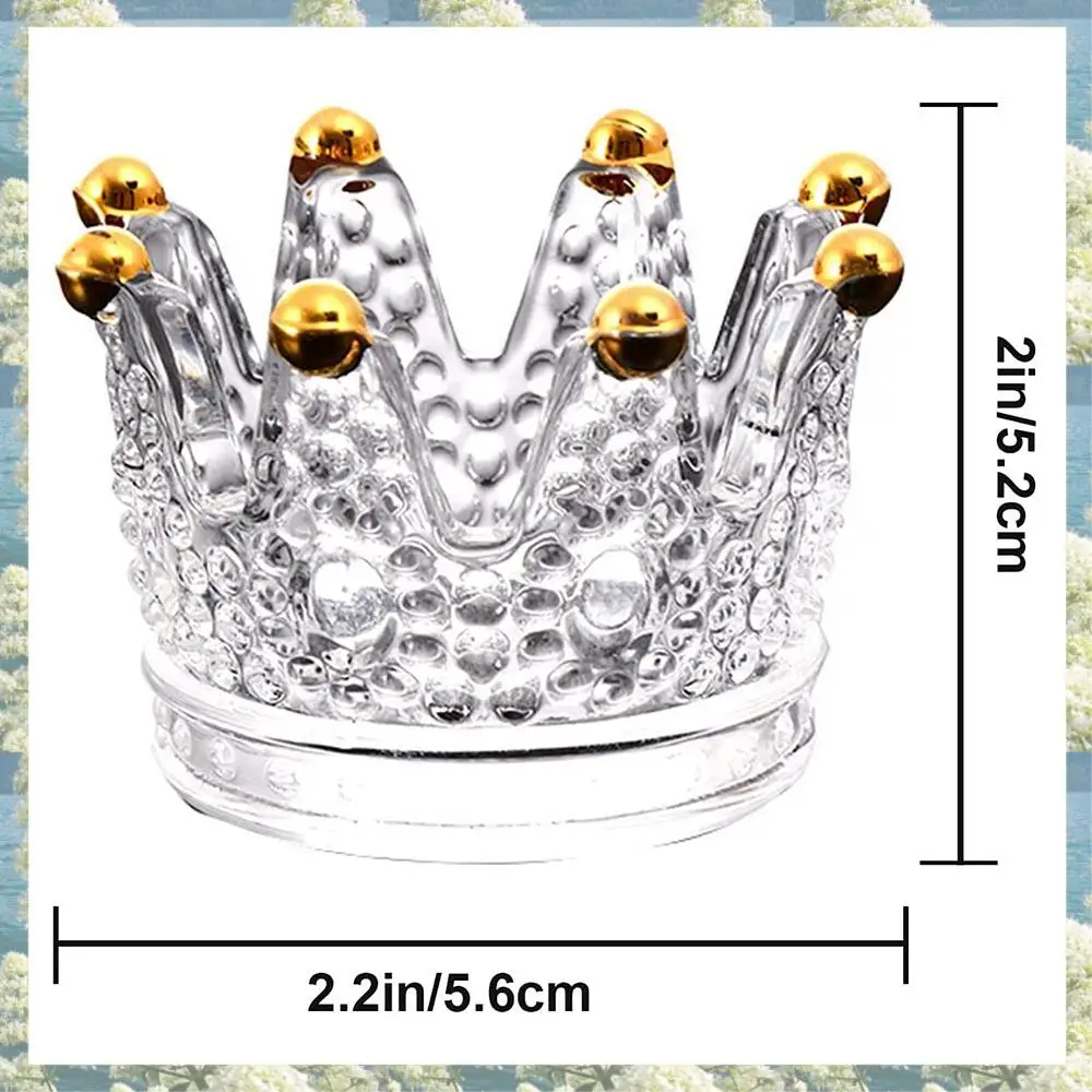 X17A 2025 NEW-Creative Crown Glass Ashtray Creative Dining Table Candle Holder Decoration Home Office Decoration Transparent Gol
