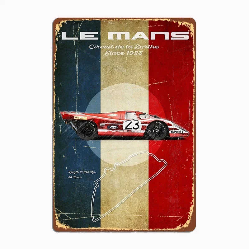

Le Mans Vintage 917 Salzburg Metal Sign Living Plaques Designing Poster Club Home Cave Classic Tin Sign Room Wall Decor