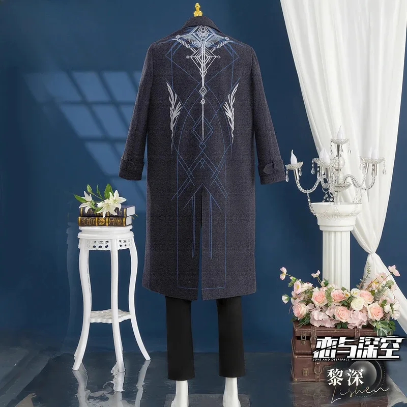 LQLove y Deepspace Zayne, disfraz de Cosplay, peluca, uniforme, gabardina, traje negro, chaqueta, gafas, fiesta de Halloween para mujeres y hombres, accesorios