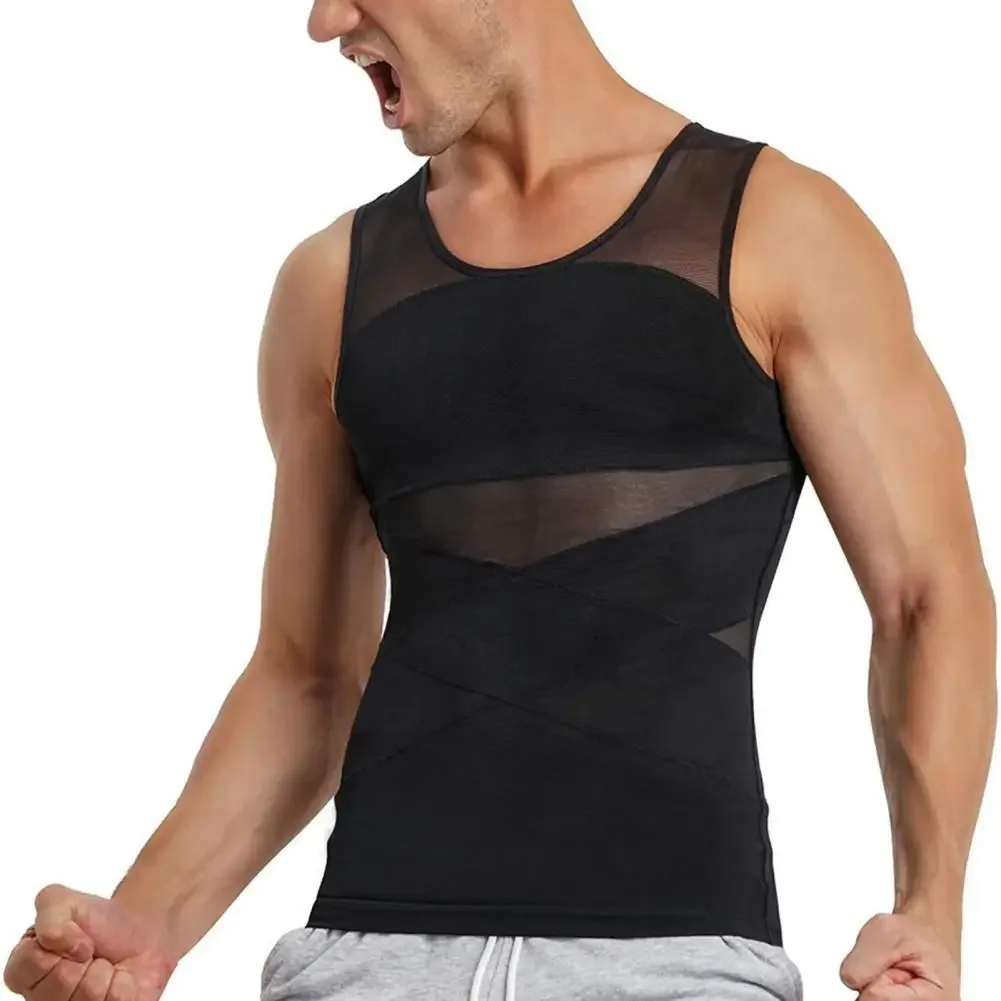 

Men's Slimming Tank Top Compression Tummy Control Undershirt Body Shaper Breathable Sleeveless Sweatshirt for Summer Sports