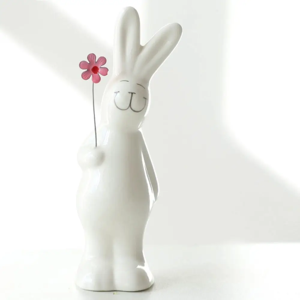 

3pcs Home Decoration Ceramic White Rabbit Ornament Cute Handicraft Couple Rabbit Figurine Creative Cartoon Bunny Statue Wedding