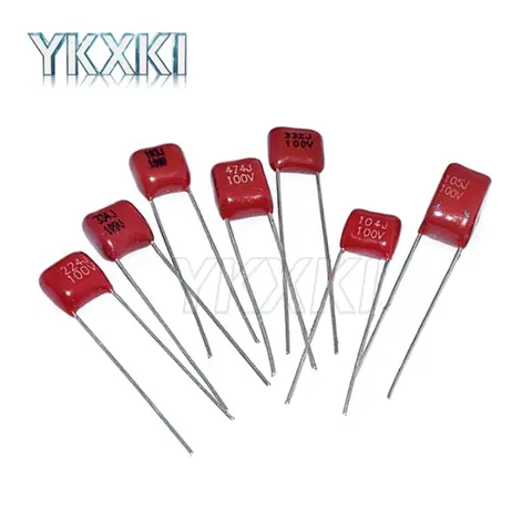 10pcs 100V CBB Polypropylene Film Capacitors 101 102 103 104 105 152 222 223 224 332 333 335 393 471 472 473 474 682 683 684J