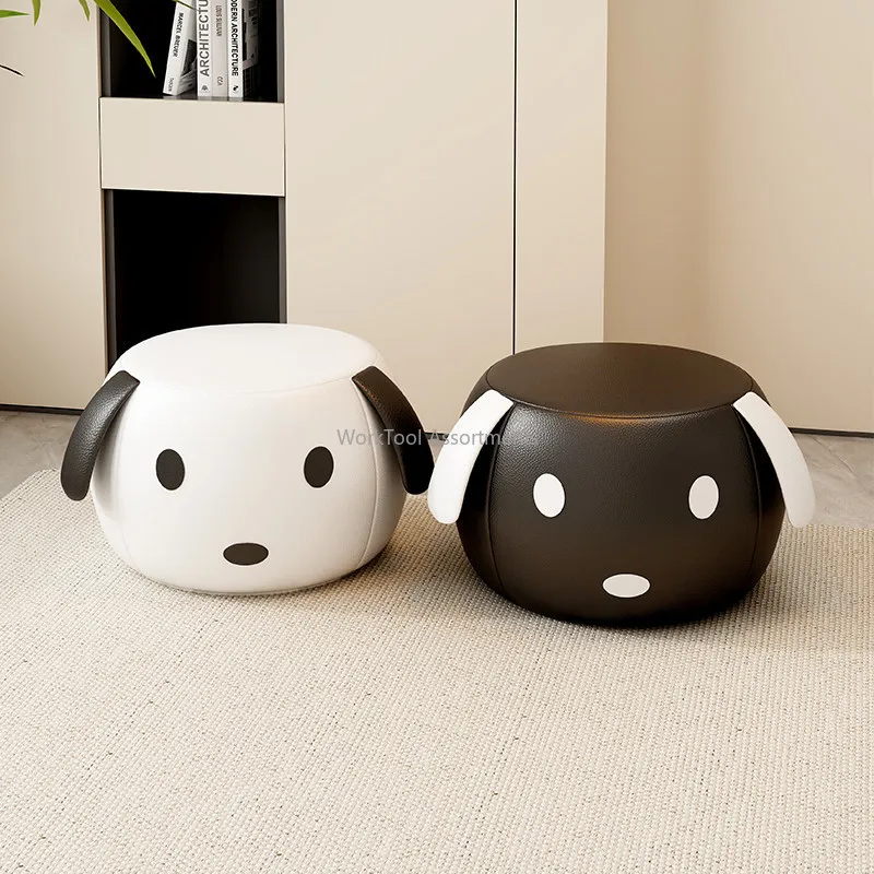 1pcs Cute Cartoon Dog Low Stool 36×27×21.5cm Household Kids Bench Sturdy Leather Sofa Foot Stool For Living Room