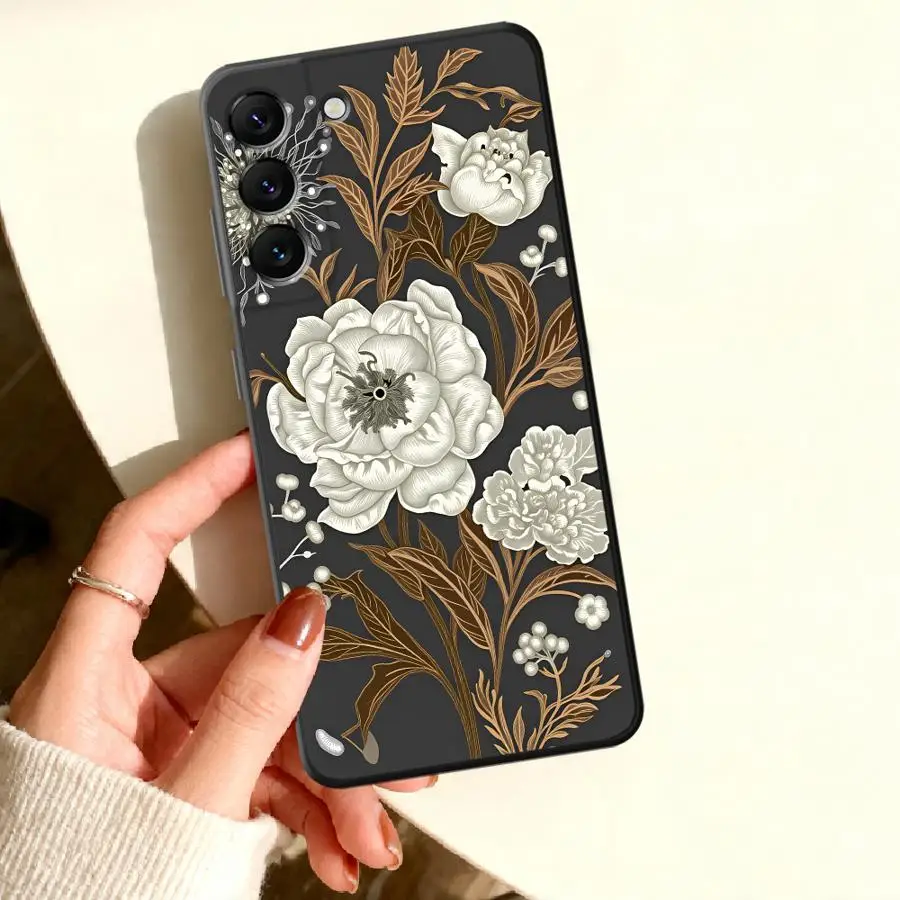 White Silver Lotus Phone Cover Case for Samsung Galaxy A57 A35 A24 A55 A36 A17 A56 A26 A54 A533 A34 A25 A52 A37 A16 A27 A06 A12
