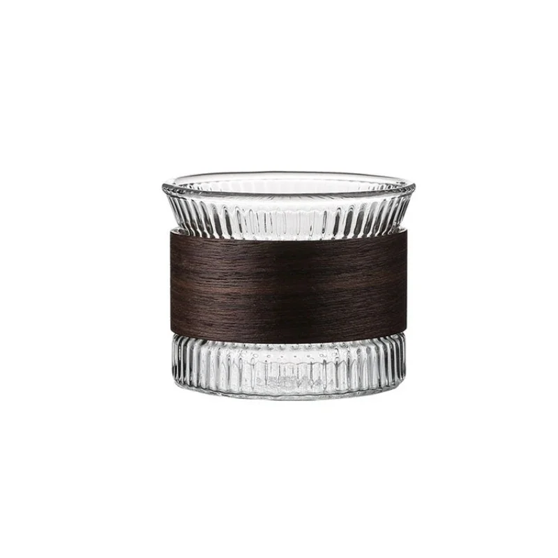 

Household Kung Fu tea set for drinking tea, small cup, Japanese hammer-grain glass wooden ring, tea cup, tea tasting cup