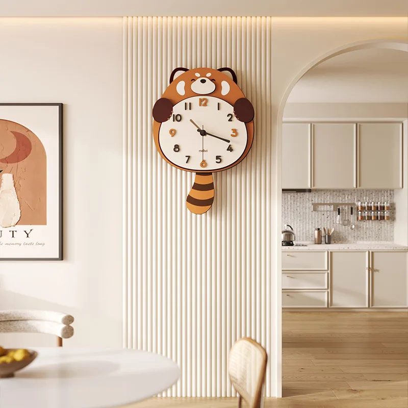 Cute little panda clock, stylish and atmospheric living room watch