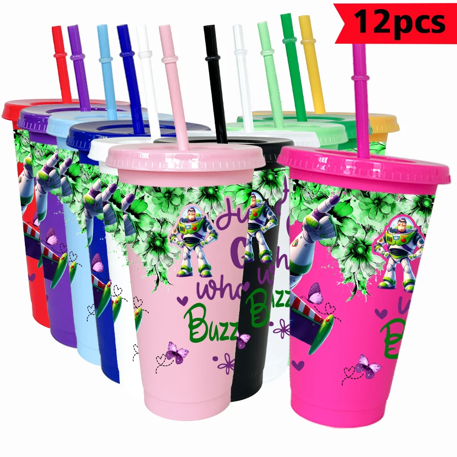 

12pcs/pack Disney Buzz Lightyear flower 26oz multicolor plastic water cup party drinkware birthday/back to school gift