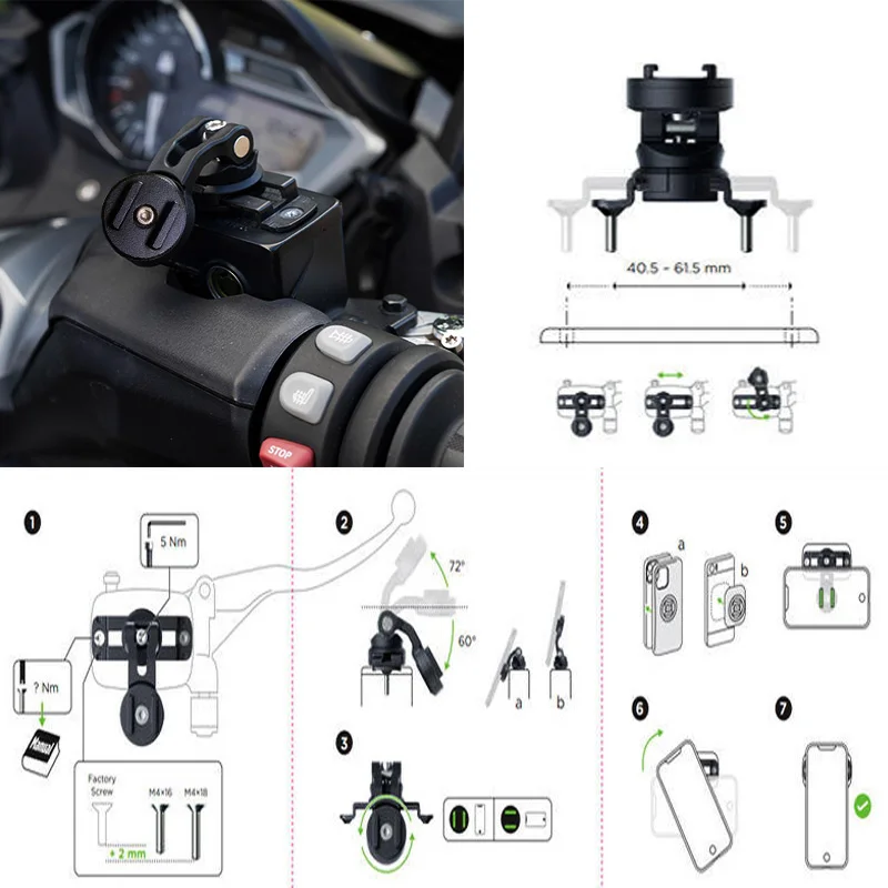 Uchwyt na zbiornik oleju hamulcowego do motocykla, wspornik do zbiornika rozprężnego skutera, do obudowy na telefon iPhone 13 14 15 16 17 18 Pro Max, uchwyt na telefon, pokrowiec. — zdjęcie produktu 6