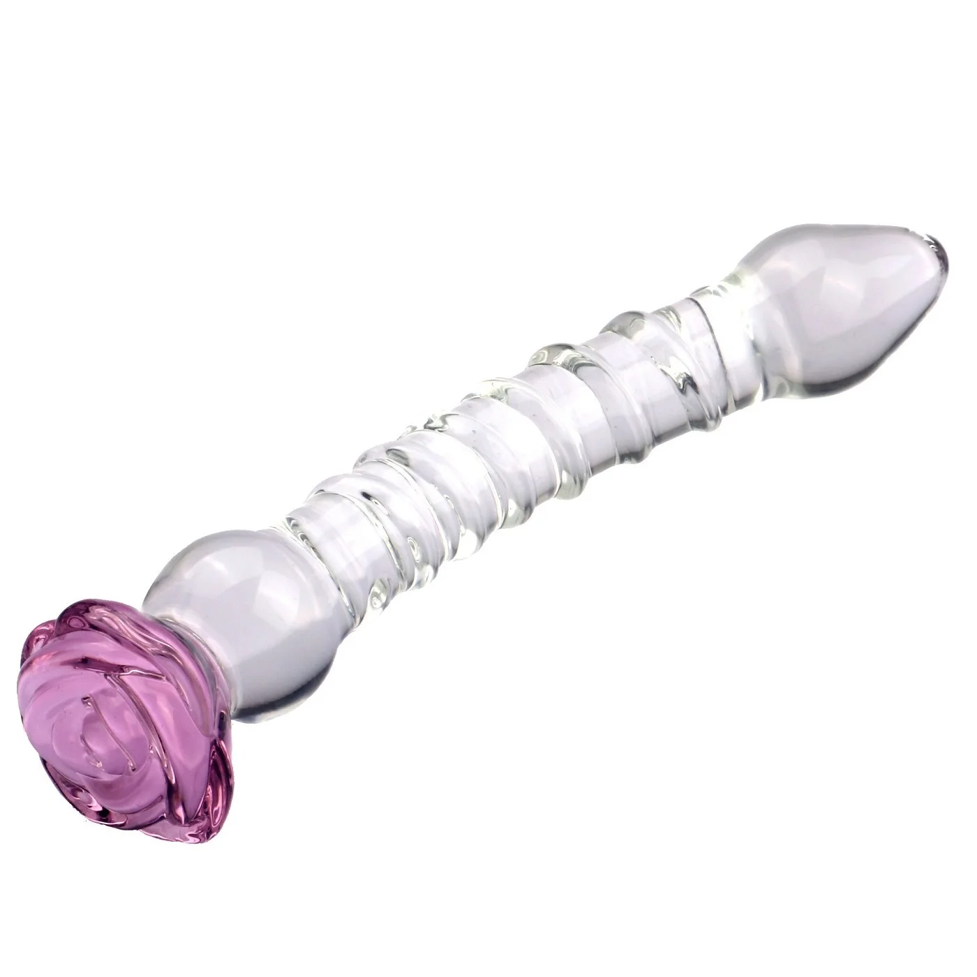 Glass Dildo Sex Toy with Progressive Anal Beads Rose Crystal Stimulator G-Spot Beaded Prostate Massager Sex Toy for Women view 2