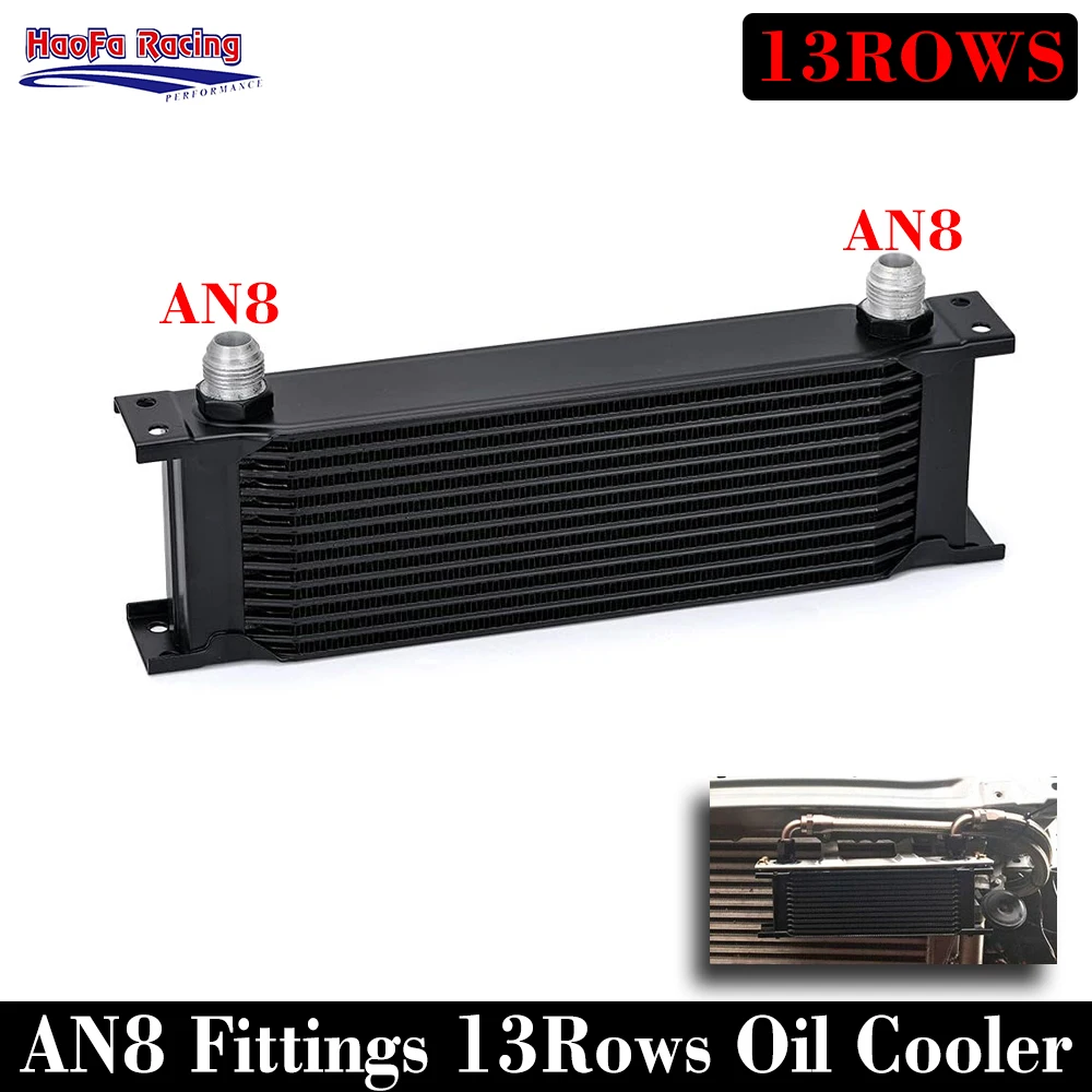 AN8 13Rows Oil Cooler Universal Cooler Aluminium Car Cooling System Engine Transmission Cooling 8an Fittings Adapter Connectors