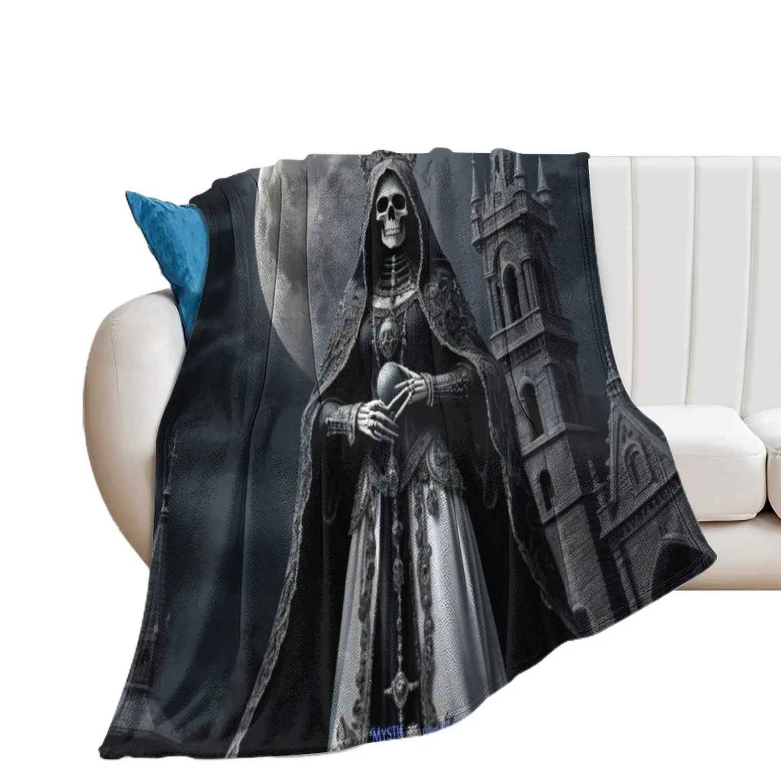 Santa Muerte with Moon Throw Blanket Comforter sofa bed Bed Fashionable Blankets