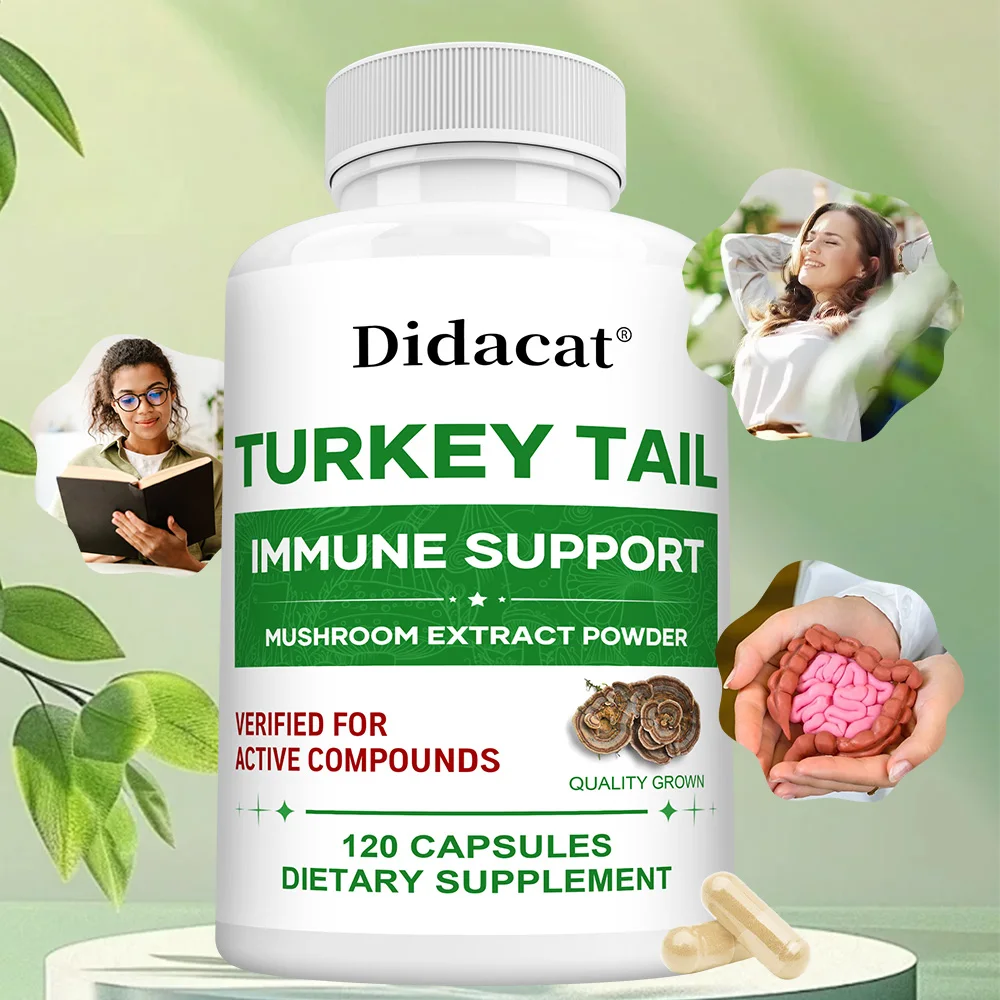 Turkey Tail Mushroom Capsules - Mushroom Supplement for Immune System Health Support - 850 Mg Premium Mushroom Supplements