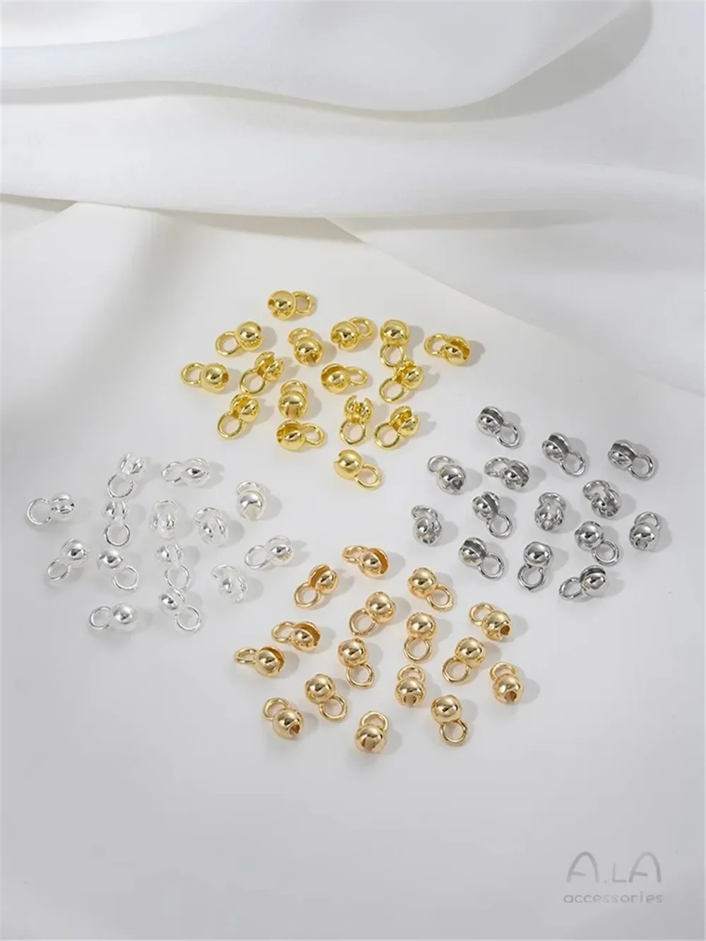 14K Package Golden Bean Buckle Pearl Chain Knot Ending Bud Buckle DIY Jewelry Connection Accessories K913
