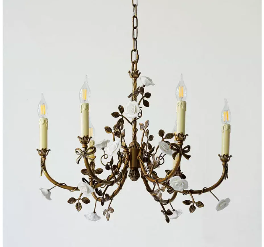Decora Floral Chandelier Lighting Lustre Originality Hotel Cafe Art Deco Floral Chandelier Stairs Lamp Hanglamp Home Decoration